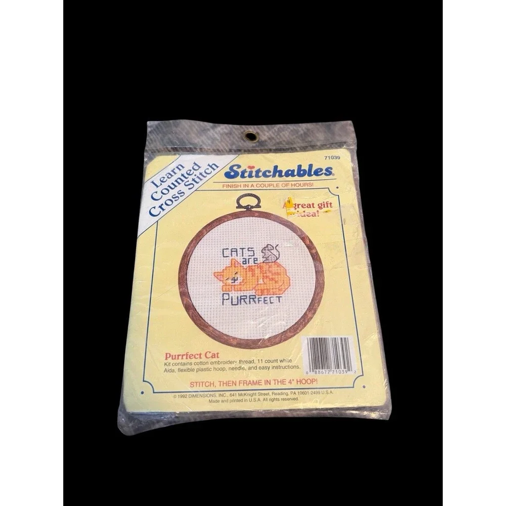 1992 Dimensions Counted CrossStitch Embroidery Kit Purrfect Cat 4